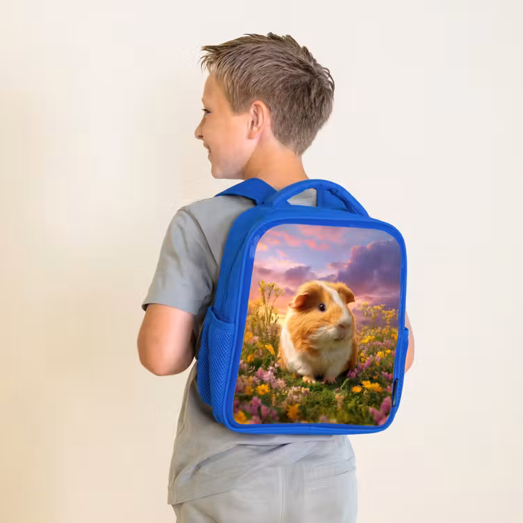 Rugzak kind - blauw - Cavia in zonsondergangsweide — 3