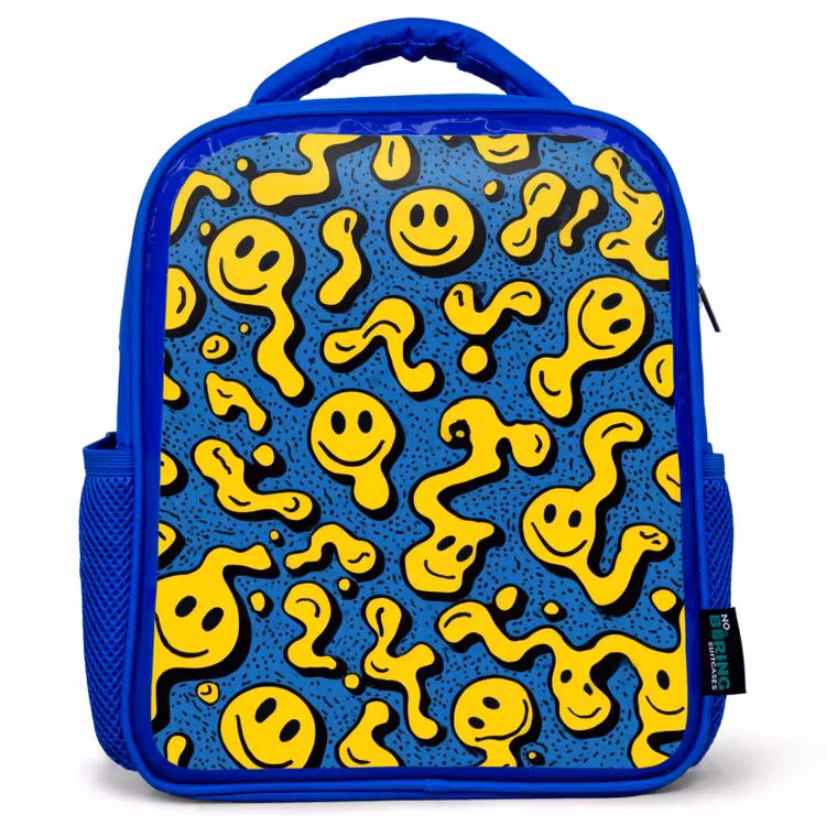 Rugzak kind - blauw - Lachgolven in gele chaos — 1