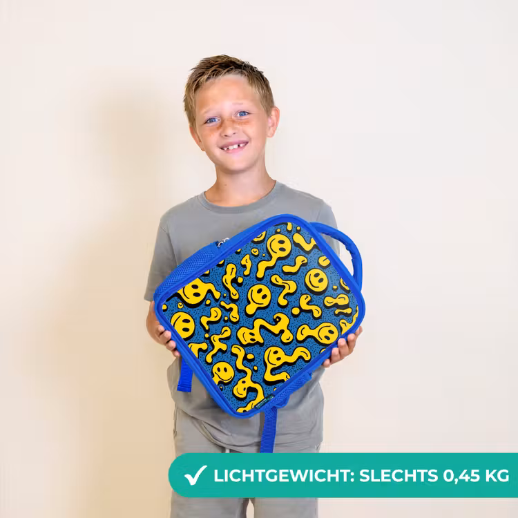 Rugzak kind - blauw - Lachgolven in gele chaos — 2