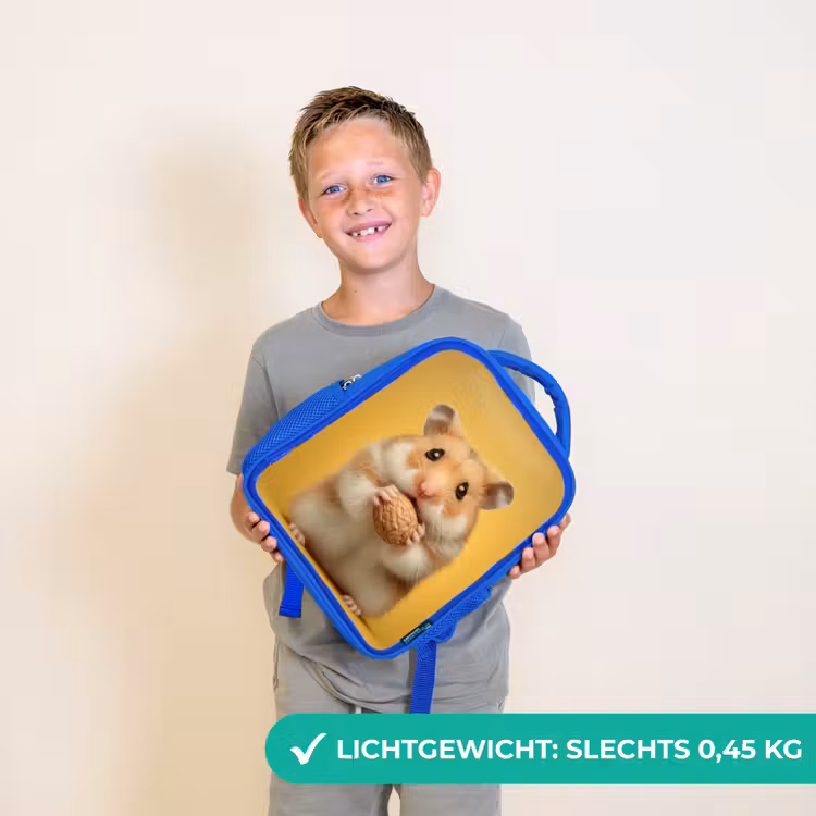 Rugzak kind - blauw - Notenmoment op geel — 2