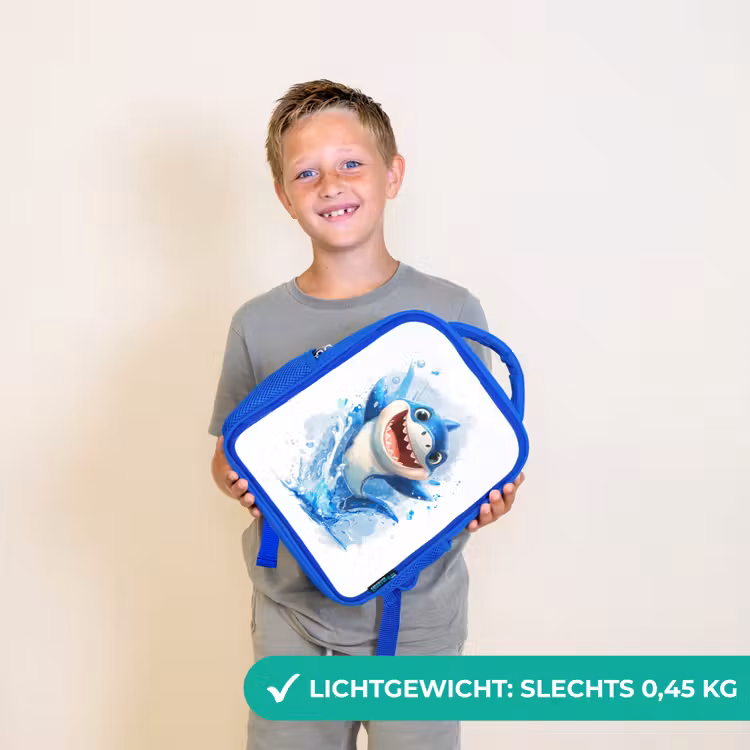 Rugzak kind - blauw - Springende haai vol enthousiasme — 2