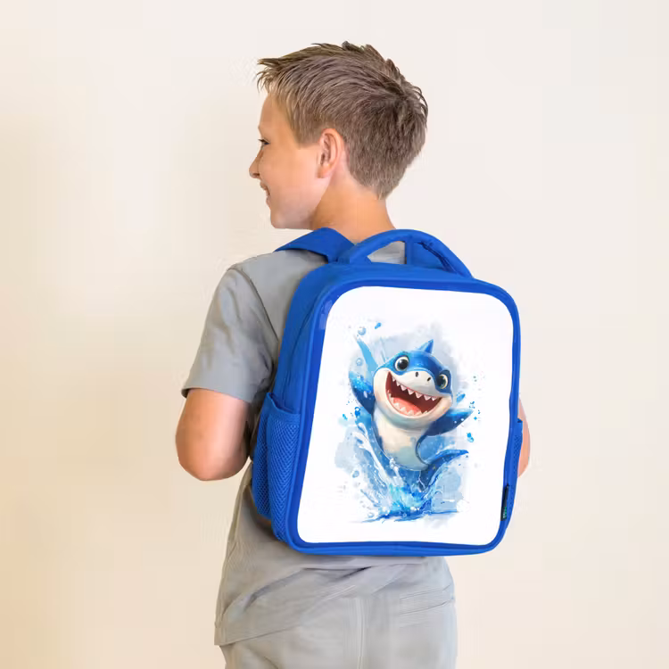 Rugzak kind - blauw - Springende haai vol enthousiasme — 3