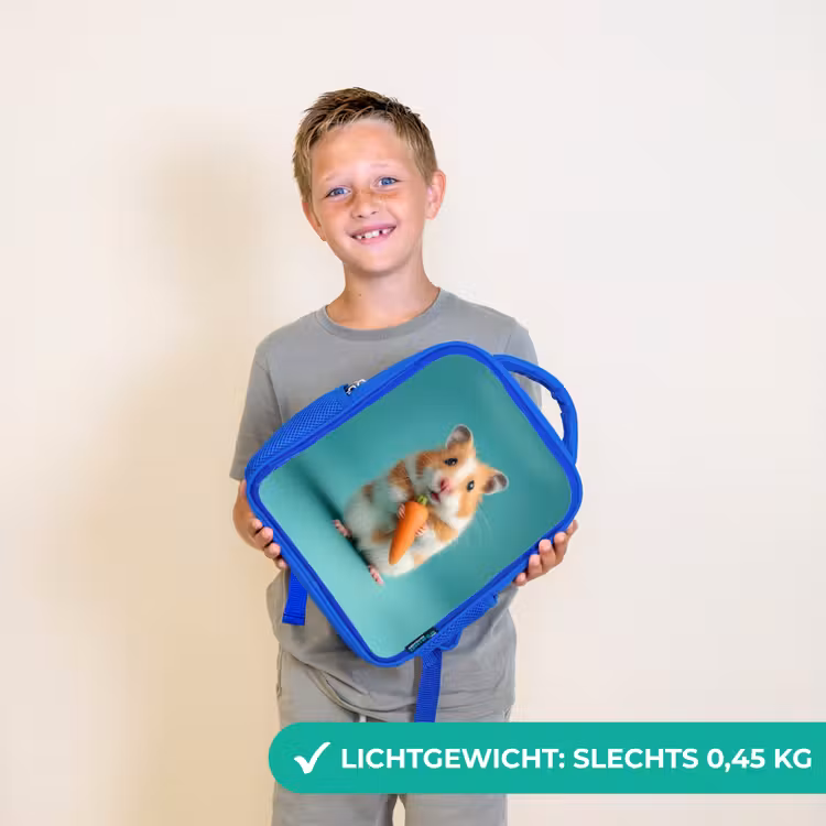Rugzak kind - blauw - Wortelgeluk in hamstervorm — 2