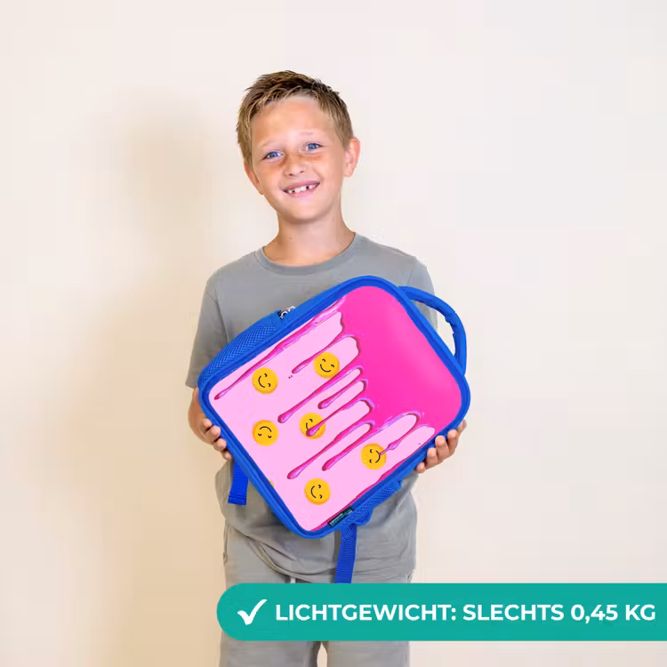 Rugzak kind - blauw - Smileyregen onder roze glazuur — 2