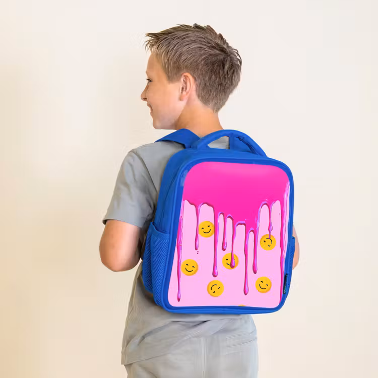 Rugzak kind - blauw - Smileyregen onder roze glazuur — 3