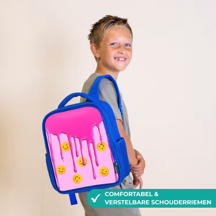 Rugzak kind - blauw - Smileyregen onder roze glazuur — 4