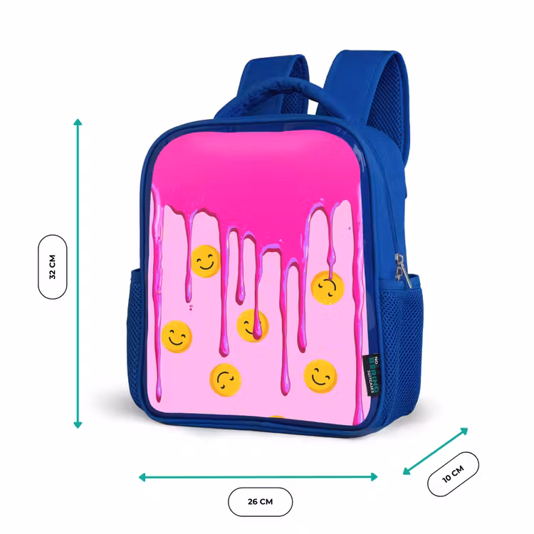 Rugzak kind - blauw - Smileyregen onder roze glazuur — 5