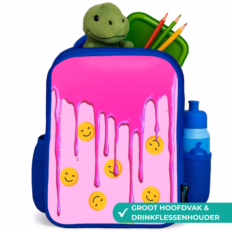Rugzak kind - blauw - Smileyregen onder roze glazuur — 6