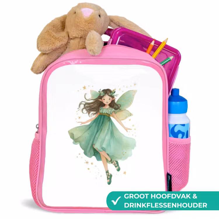 Rugzak kind - roze - Dansende bosfee in smaragdgroen — 2