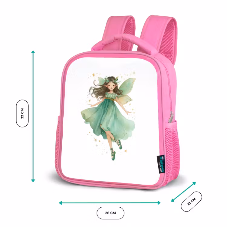 Rugzak kind - roze - Dansende bosfee in smaragdgroen — 3