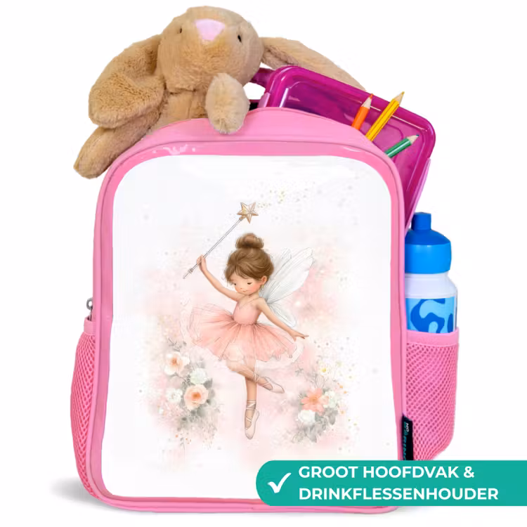 Rugzak kind - roze - Lichte bloemenfee in roze tutu met toverstaf — 2