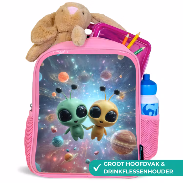 Rugzak kind - roze - Ruimtevriendjes zwevend tussen de planeten — 2