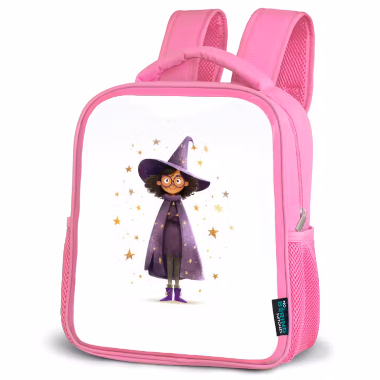 Rugzak kind - roze - Toverleerling met paarse mantel en sterrenhoed — 4