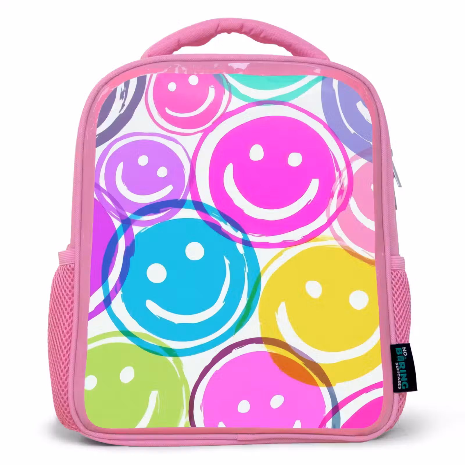 Rugzak kind - roze - Kleurrijke glimlachexplosie op wit canvas — 1