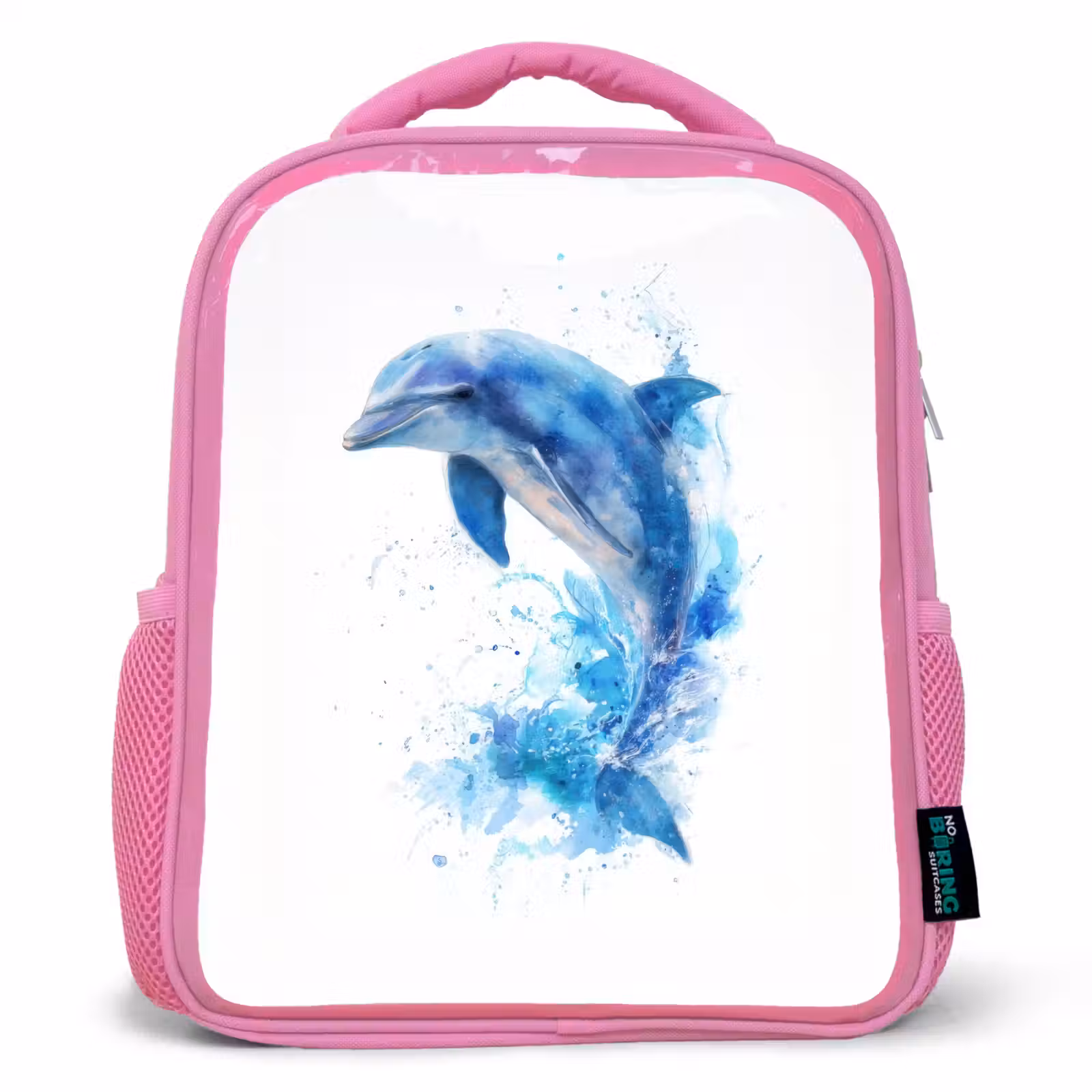 Rugzak kind - roze - Springende dolfijn in aquarelspetters — 1
