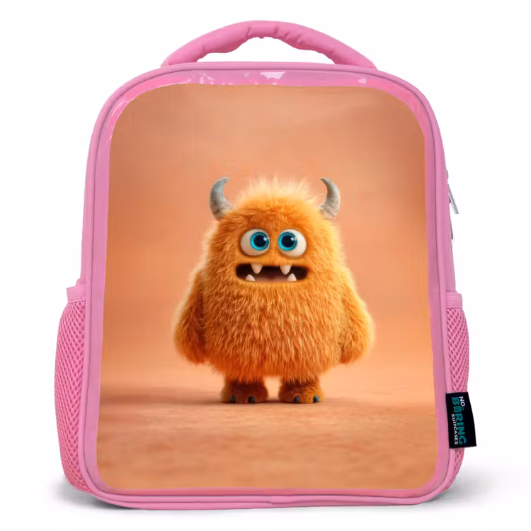 Rugzak kind - roze - Knuffelmonster in herfstkleur — 1