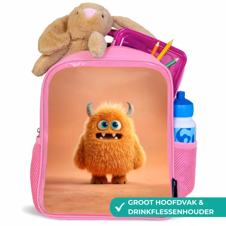 Rugzak kind - roze - Knuffelmonster in herfstkleur — 2