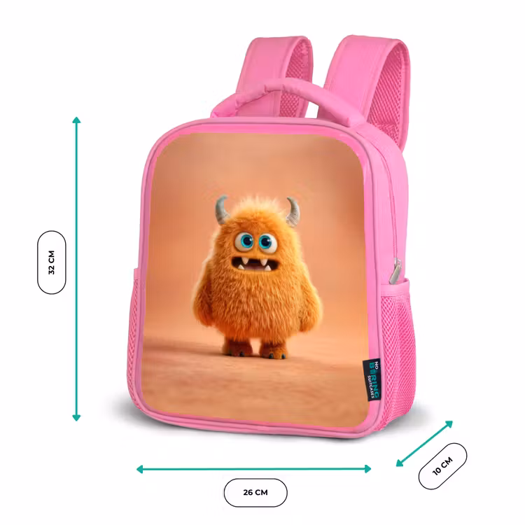 Rugzak kind - roze - Knuffelmonster in herfstkleur — 3