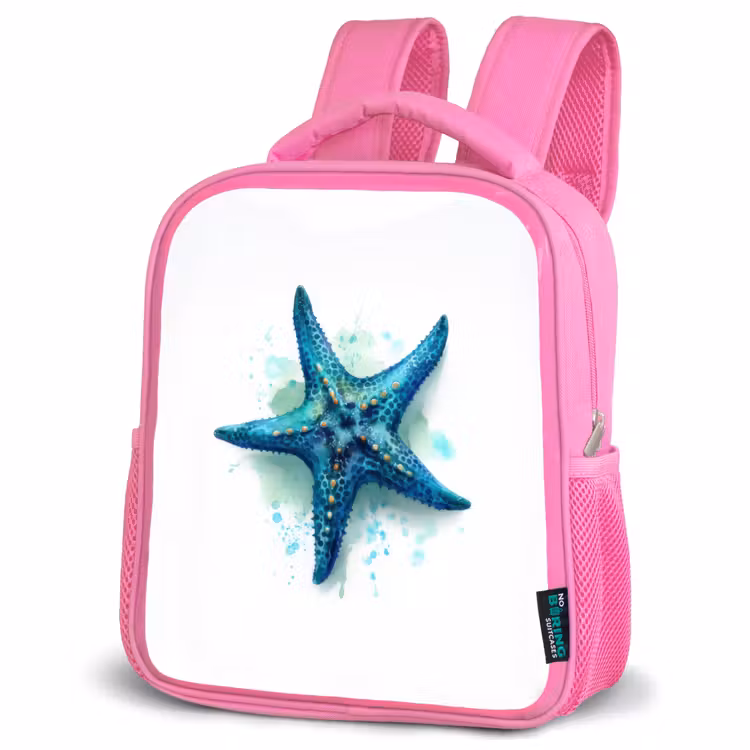 Rugzak kind - roze - Zeesterrenpracht op wit doek — 4