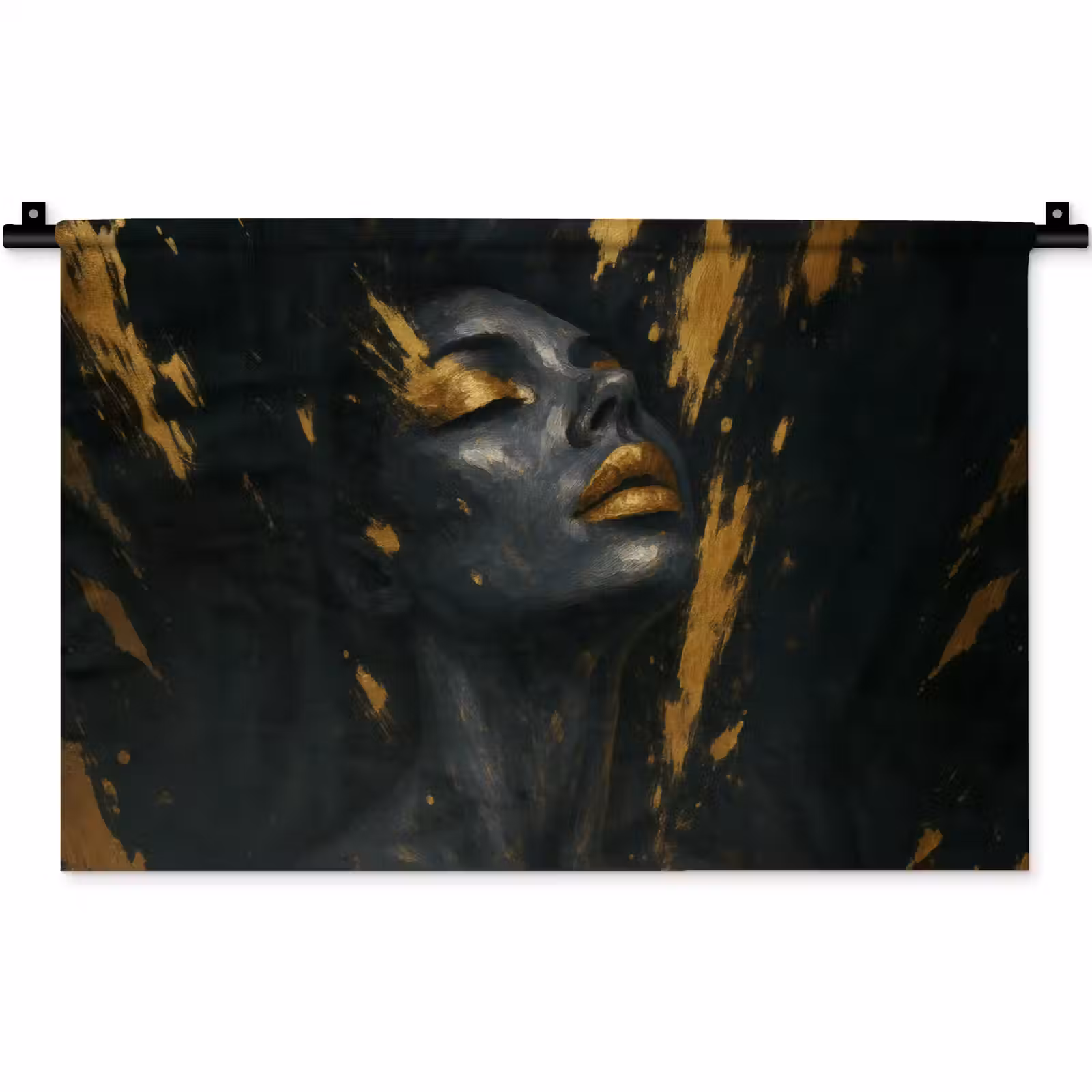 Wandkleed - Gezicht - Vrouw - Verfspatten - Abstract — 1
