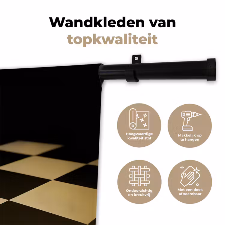 Wandkleed - Koningin - Schaakstuk - Geblokt - Goud — 3
