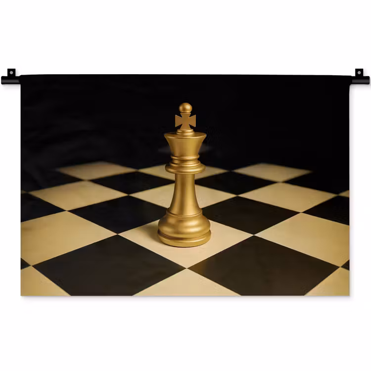 Wandkleed - Schaakstuk - Koning - Schaakbord - Geblokt — 1
