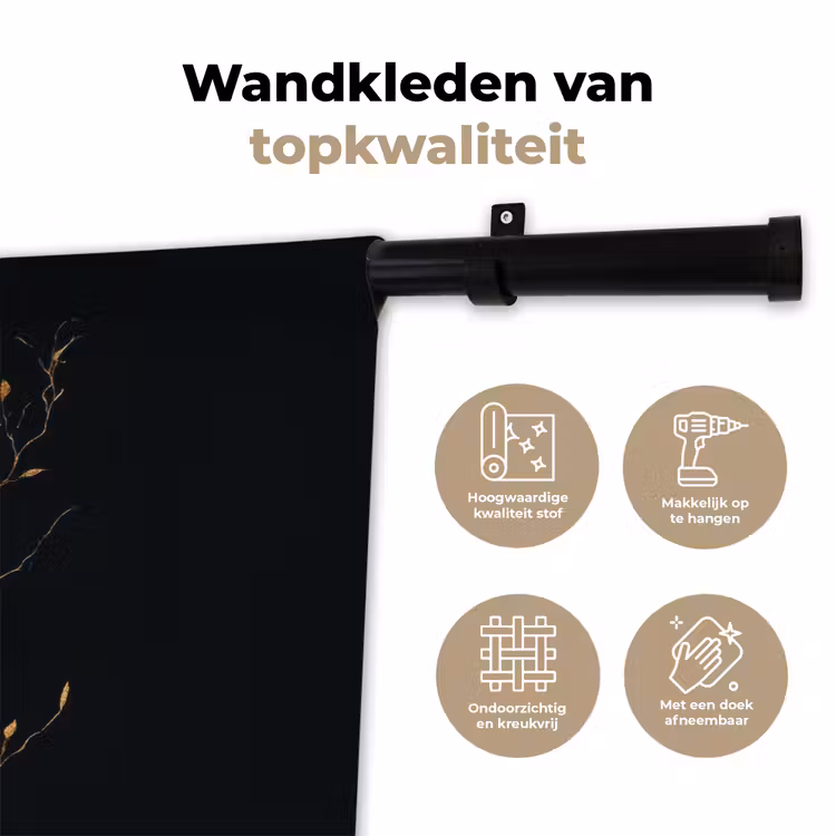 Wandkleed - Takken - Blaadjes - Zwart — 3