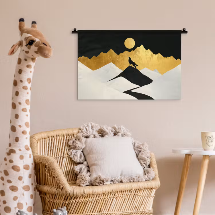 Wandkleed - Wolf - Bergen - Maan - Zwart — 5