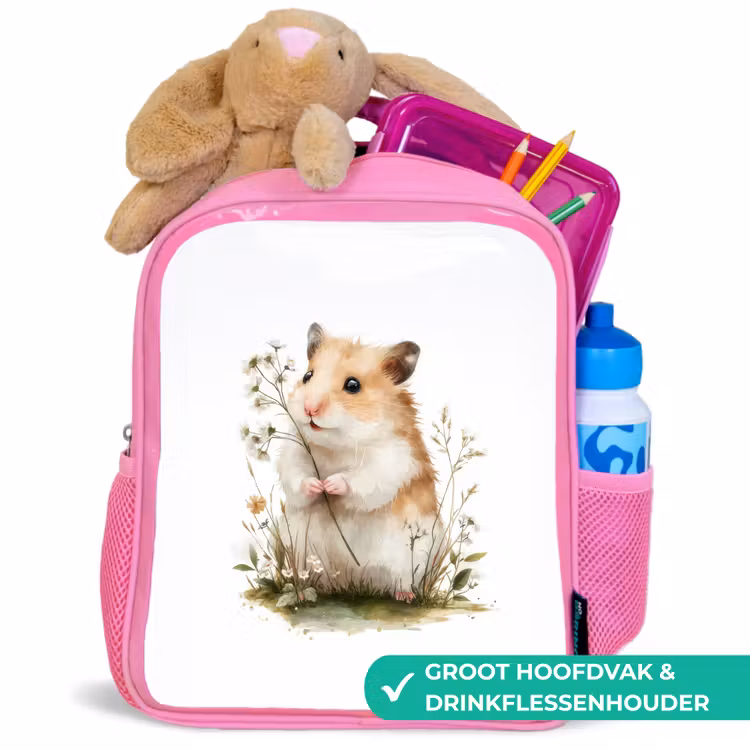 Rugzak kind - roze - Tedere blik met wilde bloem — 2