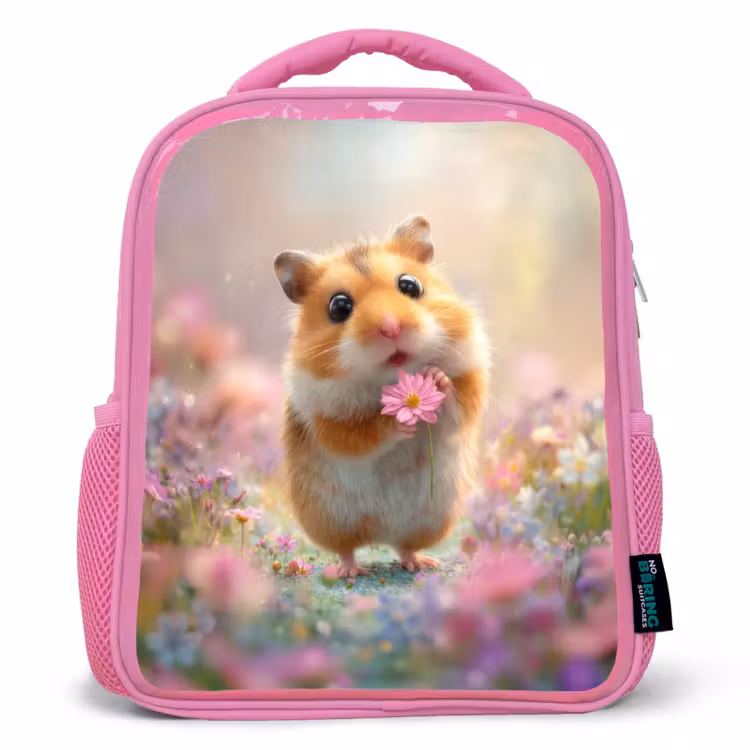 Rugzak kind - roze - Bloemenliefde in hamsteroogjes — 1