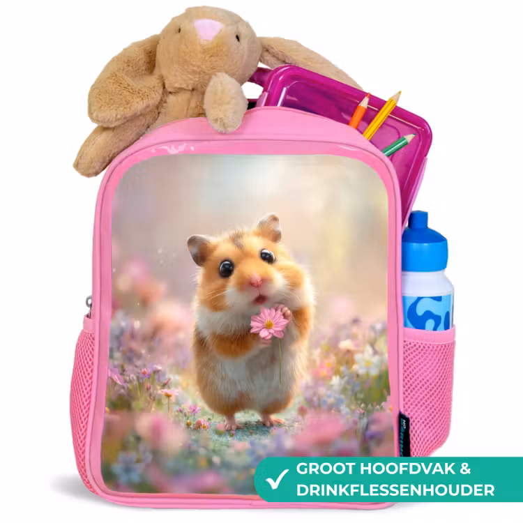 Rugzak kind - roze - Bloemenliefde in hamsteroogjes — 2
