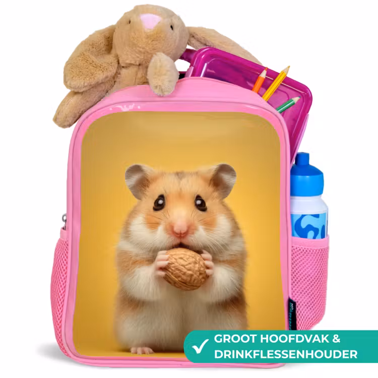 Rugzak kind - roze - Notenmoment op geel — 2