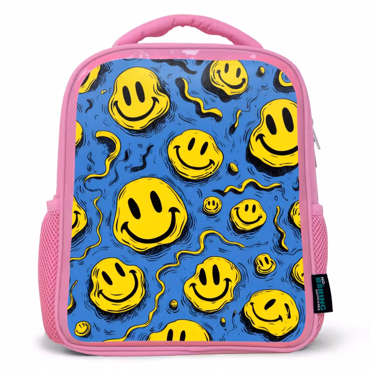 Rugzak kind - roze - Smeltende glimlachen op blauw — 1