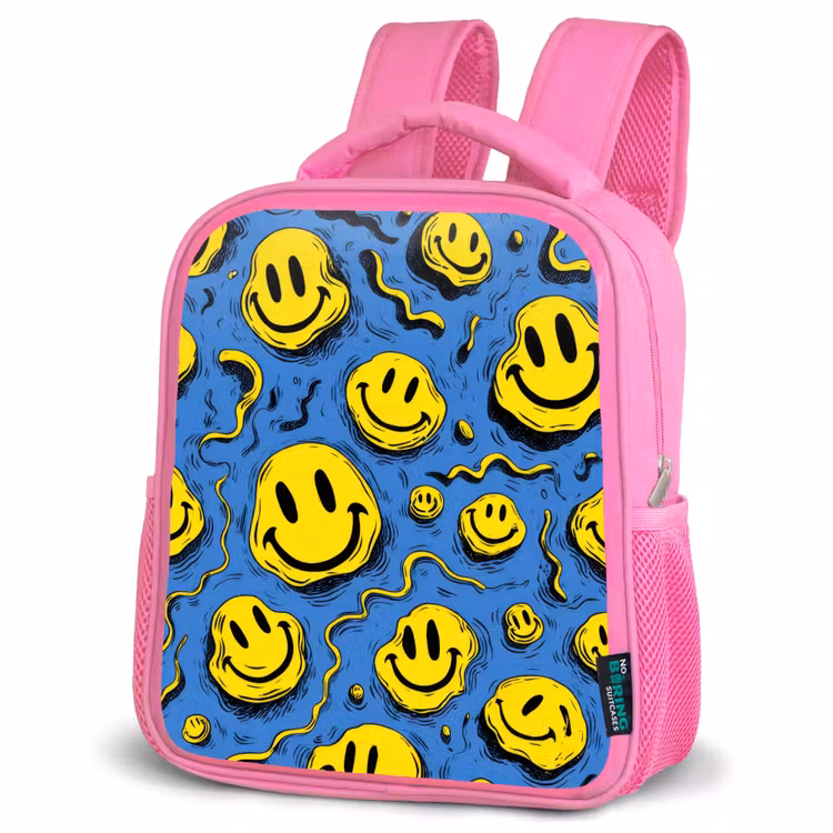 Rugzak kind - roze - Smeltende glimlachen op blauw — 4