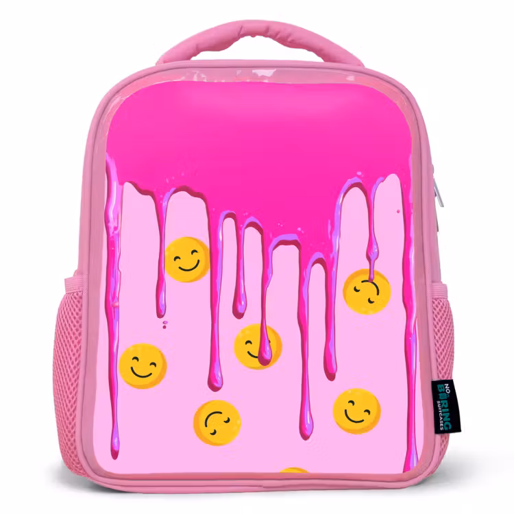 Rugzak kind - roze - Smileyregen onder roze glazuur — 1