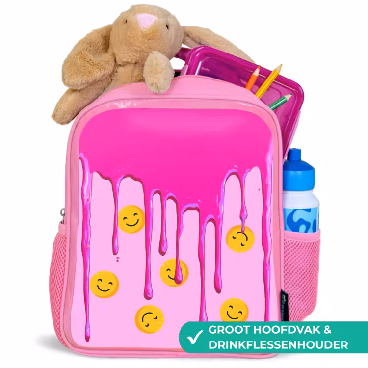Rugzak kind - roze - Smileyregen onder roze glazuur — 2