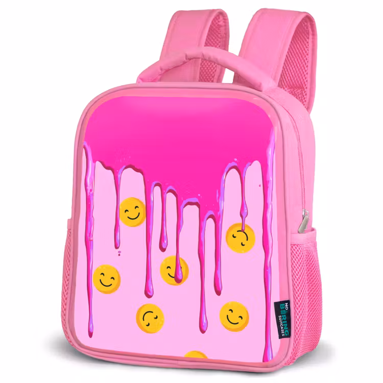 Rugzak kind - roze - Smileyregen onder roze glazuur — 4
