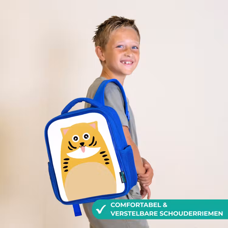 Rugzak kind - blauw - Dierenportret - kat - kinderen — 4