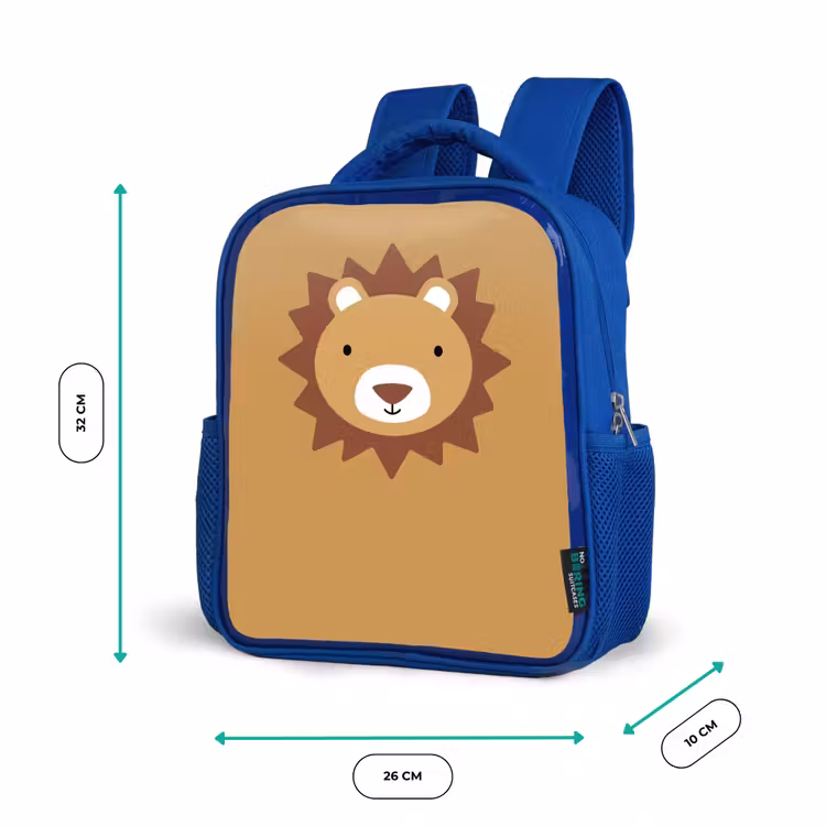 Rugzak kind - blauw - Dierenportret - Leeuw - Bruin — 5