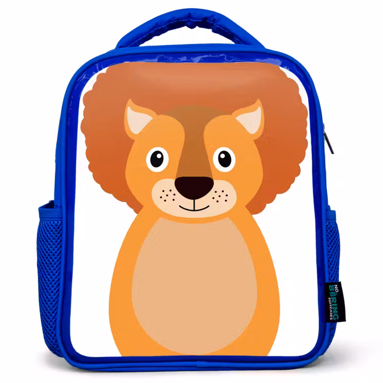 Rugzak kind - blauw - Dierenportret - Leeuw - kinderen — 1