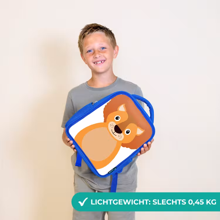 Rugzak kind - blauw - Dierenportret - Leeuw - kinderen — 2