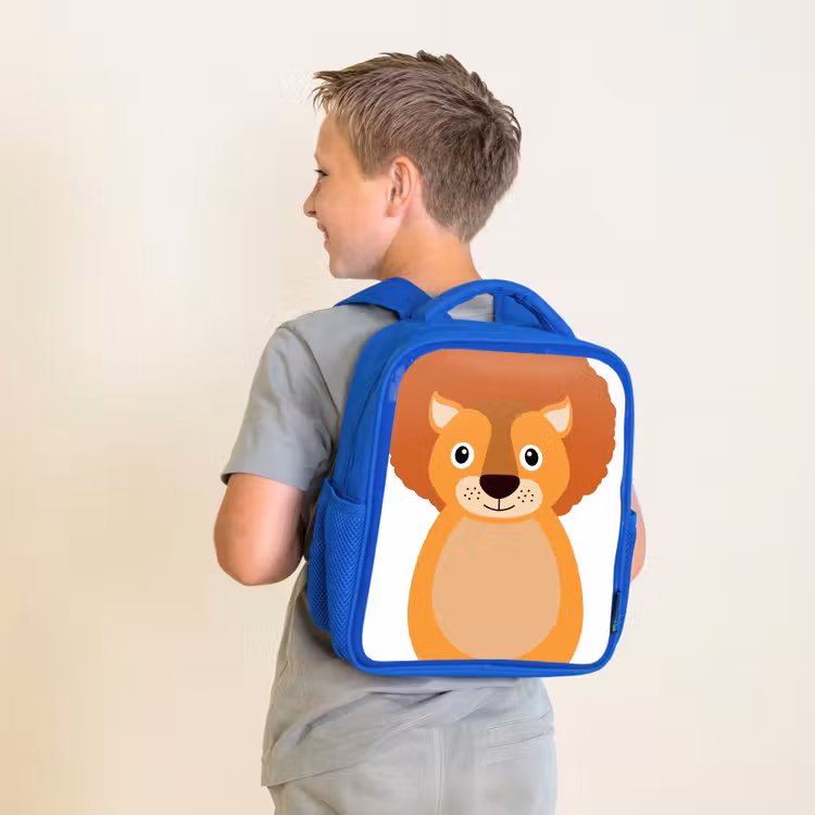 Rugzak kind - blauw - Dierenportret - Leeuw - kinderen — 3
