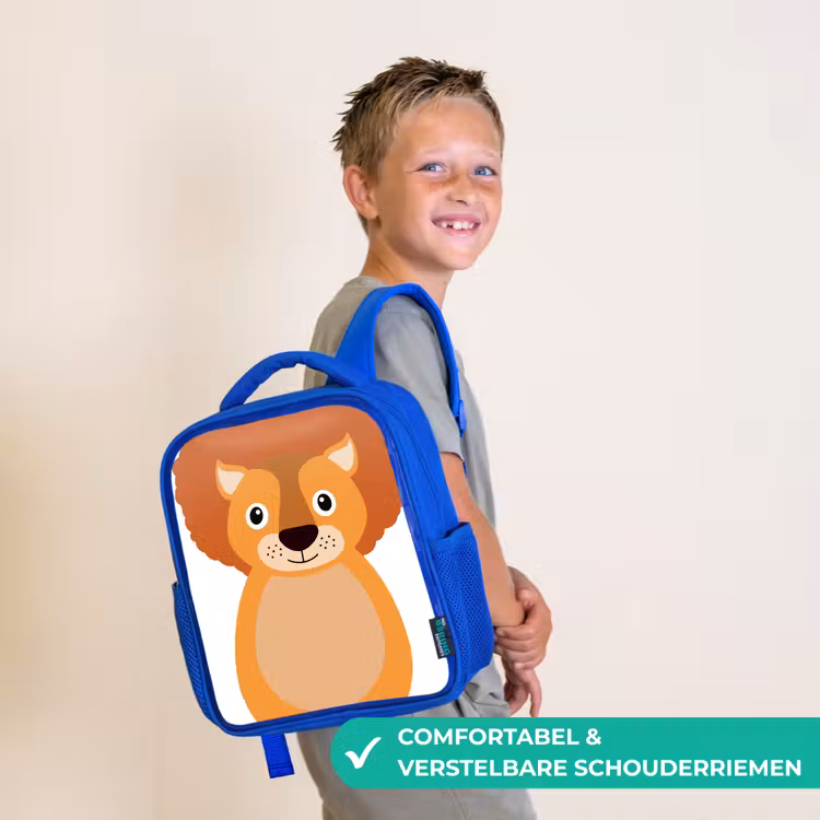 Rugzak kind - blauw - Dierenportret - Leeuw - kinderen — 4