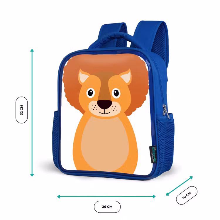 Rugzak kind - blauw - Dierenportret - Leeuw - kinderen — 5