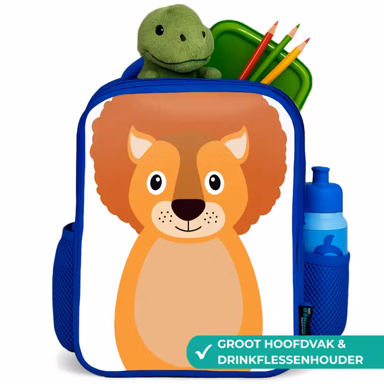 Rugzak kind - blauw - Dierenportret - Leeuw - kinderen — 6