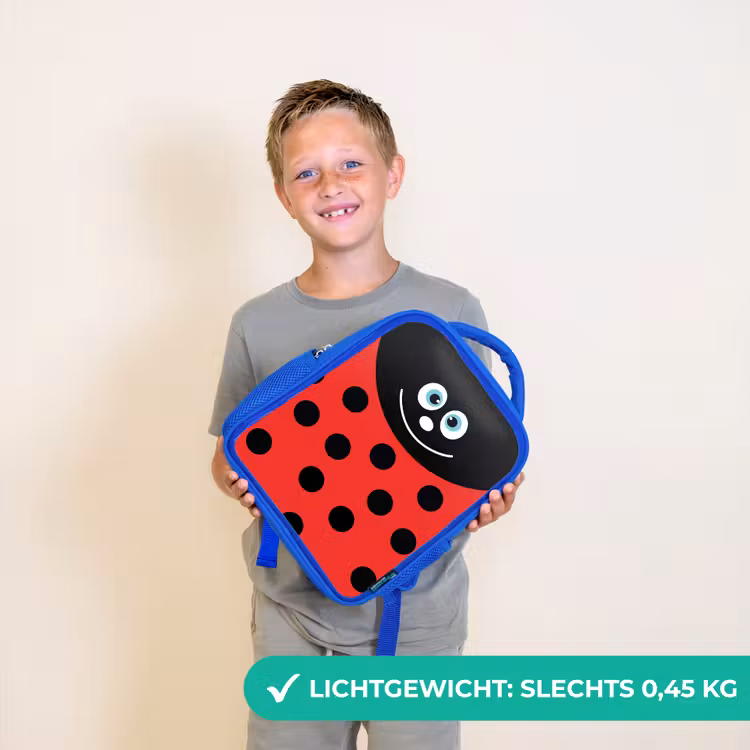 Rugzak kind - blauw - Dierenportret - Lieveheersbeestje - rood — 2