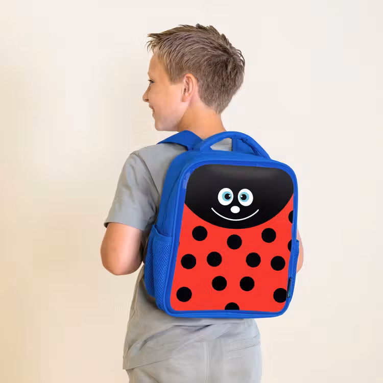 Rugzak kind - blauw - Dierenportret - Lieveheersbeestje - rood — 3