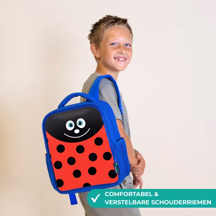 Rugzak kind - blauw - Dierenportret - Lieveheersbeestje - rood — 4