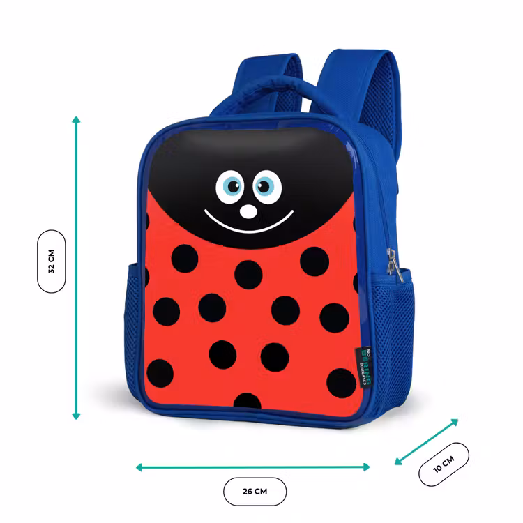 Rugzak kind - blauw - Dierenportret - Lieveheersbeestje - rood — 5