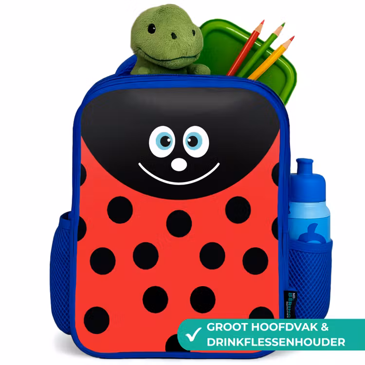 Rugzak kind - blauw - Dierenportret - Lieveheersbeestje - rood — 6